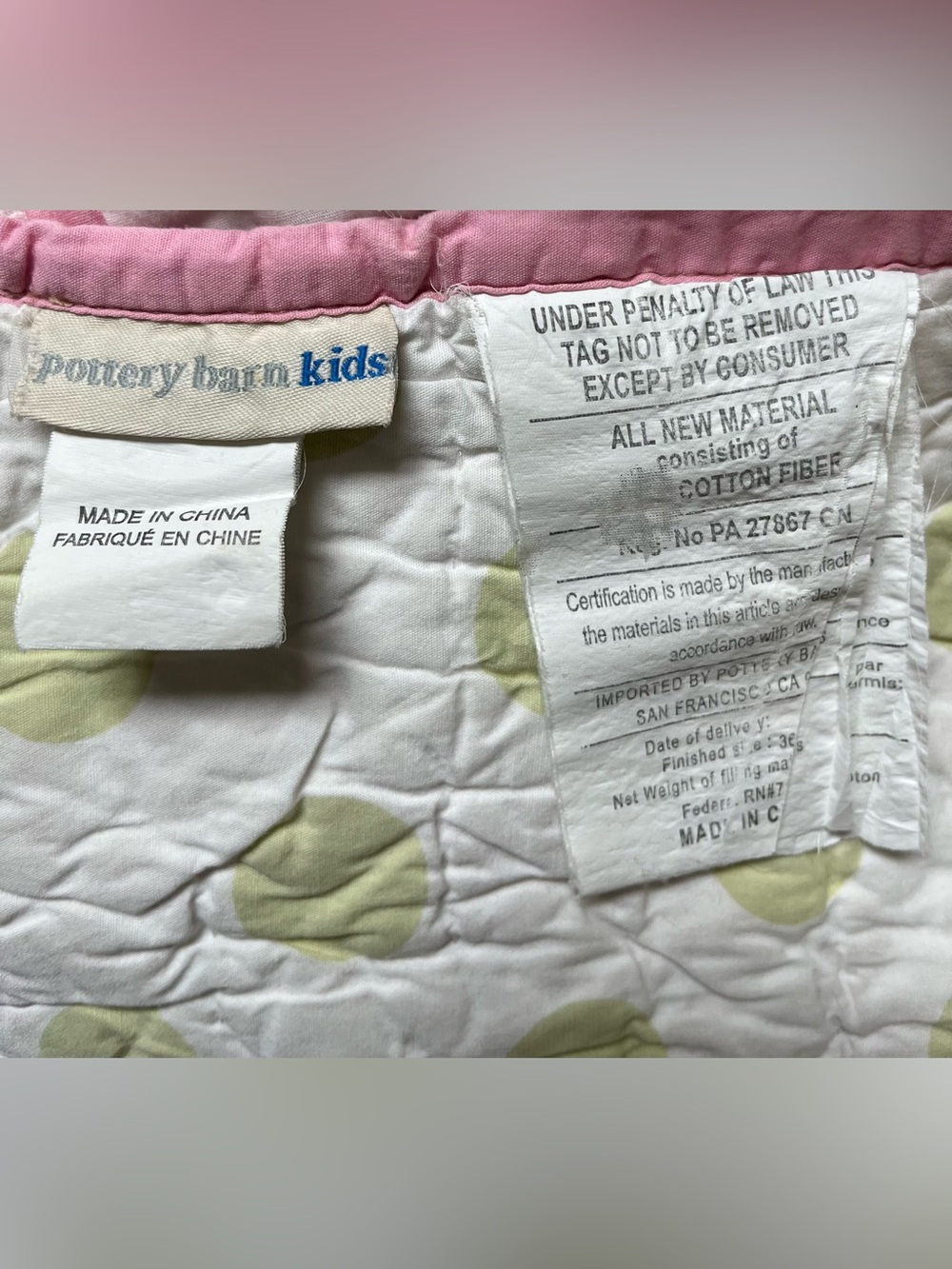 Pottery Barn Kids Tweet Bird Baby Quilt Pink Green 33" x 48" - Picture 10 of 12
